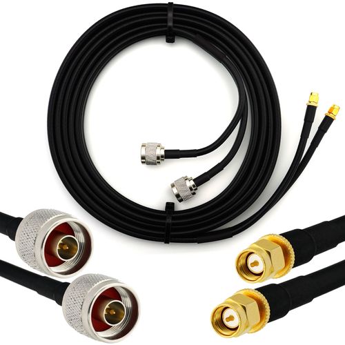 N mâle vers SMA mâle 3m Câble Coaxial Double - cable d'extension jumelé HF240 (LMR 240 équivalent) rallonge etanche dual - pour Routeur WIFI Radio Antenne LTE Amplificateur GSM 4G 5G 6G LTE Hotspot