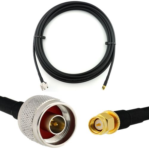 N mâle vers SMA mâle 15m Cable Coaxial - câble d'extension HF240 (LMR 240 équivalent) rallonge etanche - pour Routeur WIFI Radio Antenne LTE Amplificateur GSM 4G 5G 6G LTE Hotspot