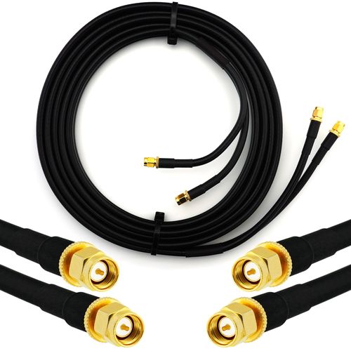 SMA mâle vers SMA mâle 2m Câble Coaxial Double - cable d'extension jumelé HF240 (LMR 240 équivalent) rallonge etanche dual - pour Routeur WIFI Radio Antenne LTE Amplificateur GSM 4G 5G 6G LTE Hotspot