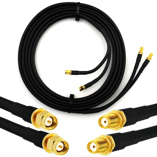 SMA mâle vers SMA femelle 10m Câble Coaxial Double - cable d'extension jumelé HF240 (LMR 240 équivalent) rallonge etanche - pour Routeur WIFI Radio Antenne LTE Amplificateur GSM 4G 5G 6G LTE Hotspot