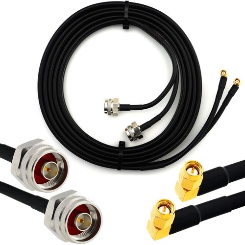 SMA à Angle Droit 90 degréss vers N mâle 1m Cable Double - cable d'extension HF240 (LMR 240 équivalent) rallonge etanche - pour Routeur WIFI Radio Antenne LTE Amplificateur GSM 4G 5G 6G LTE Hotspot