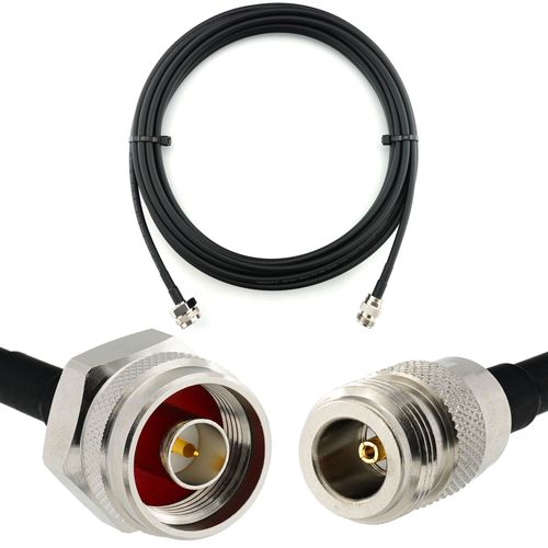 N mâle Hex vers N femelle 10m Cable Coaxial - câble d'extension HF240 (LMR 240 équivalent) rallonge etanche - pour Routeur WIFI Radio Antenne LTE Amplificateur GSM 4G 5G 6G LTE Hotspot