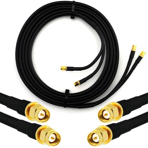 SMA mâle vers SMA mâle 3m Câble Coaxial Double - cable d'extension jumelé HF240 (LMR 240 équivalent) rallonge etanche dual - pour Routeur WIFI Radio Antenne LTE Amplificateur GSM 4G 5G 6G LTE Hotspot