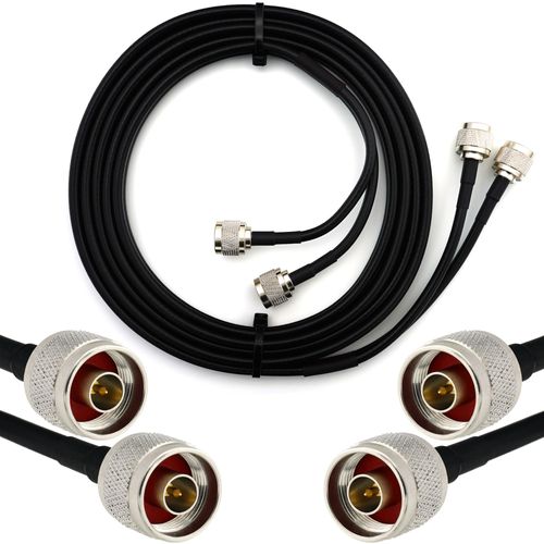 N mâle vers N mâle 2m Câble Coaxial Double - cable d'extension jumelé HF240 (LMR 240 équivalent) rallonge etanche dual - pour Routeur WIFI Radio Antenne LTE Amplificateur GSM 4G 5G 6G LTE Hotspot
