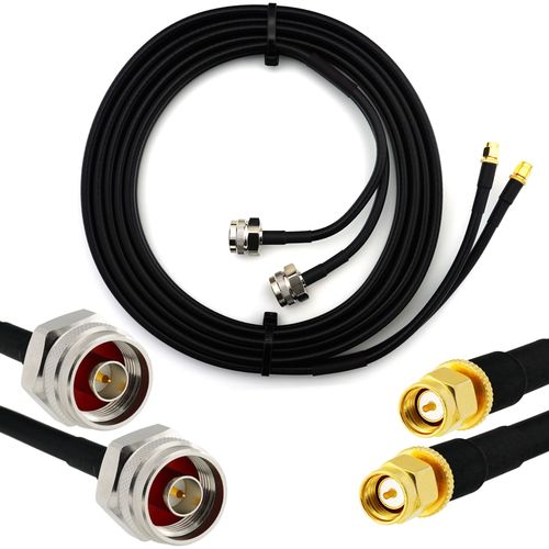 N mâle Hex vers SMA mâle 15m Câble Coaxial Double - cable d'extension jumelé HF240 (LMR 240 équivalent) rallonge etanche - pour Routeur WIFI Radio Antenne LTE Amplificateur GSM 4G 5G 6G LTE Hotspot