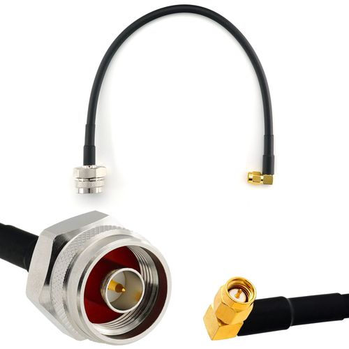 SMA à Angle Droit 90 degréss vers N mâle 30cm Cable Coaxial - câble d'extension HF240 (LMR 240 équivalent) rallonge etanche - pour Routeur WIFI Radio Antenne LTE Amplificateur 4G 5G 6G LTE Hotspot