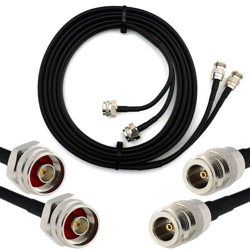 N mâle Hex vers N femelle 10m Câble Coaxial Double - cable d'extension jumelé HF240 (LMR 240 équivalent) rallonge etanche - pour Routeur WIFI Radio Antenne LTE Amplificateur GSM 4G 5G 6G LTE Hotspot