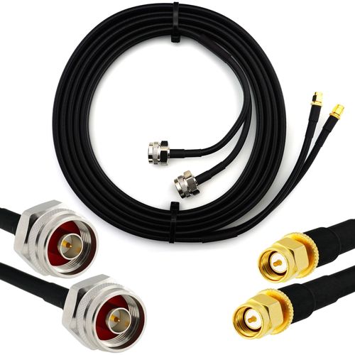 N mâle Hex vers SMA mâle 2m Câble Coaxial Double - cable d'extension jumelé HF240 (LMR 240 équivalent) rallonge etanche - pour Routeur WIFI Radio Antenne LTE Amplificateur GSM 4G 5G 6G LTE Hotspot