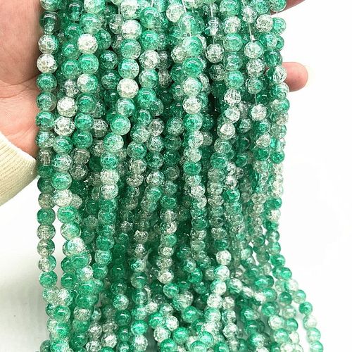 Perles Rondes En Verre Craquelées De 4mm,6mm,8mm,Perles D'espacement Libres Pour La Fabrication De Bijoux,Bricolage,Bracelets Faits À La Main,Accessoires - Type 8mm(30pcs) #B