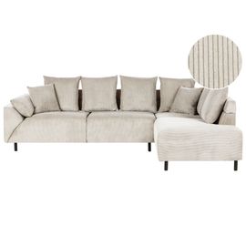 Canapé D'angle Lunner Velours Côtelé Beige Côté Gauche