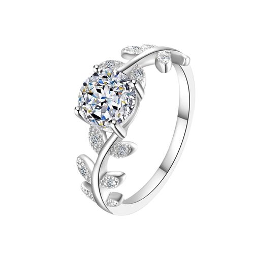 Bague En Argent Sterling Avec Branche De Laurier Et Moissanite ¿ 1 Carat Design Réglable Pour Femme