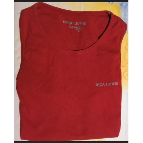 T-Shirt Homme - " Rica Lewis - Basic " - Sans Manches - Rouge - Taille M