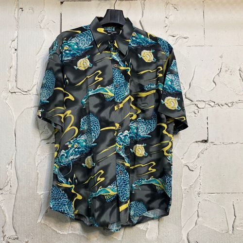 Chemise Hawaienne Gris À Motifs Dragons - Gl Boutik