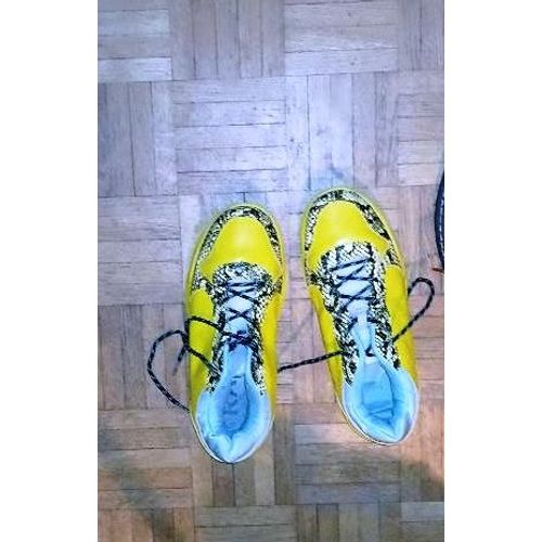 Sneakers Jaunes Façon Cuir Et Reptile