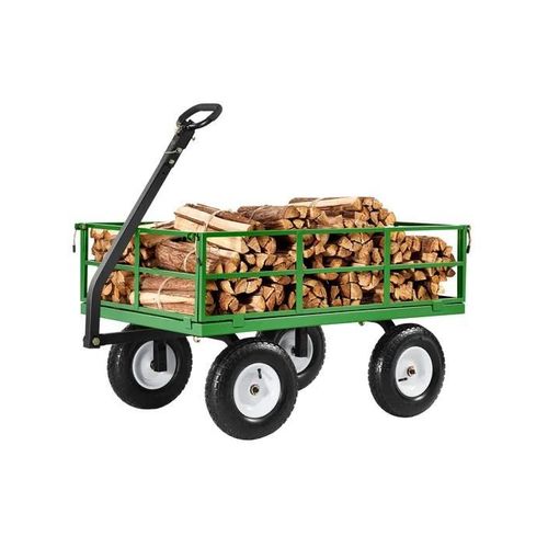 Chariot de Jardin Transport-VEVOR-Charge 544 kg-Métal 2 en 1 avec Pneus Tout-terrain 330 mm-Côtés Amovibles en Maille