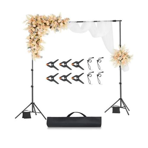 Support Toile de Fond-VEVOR-260 x 300 cm-Kit Support Fond Photo Réglable-Portable-avec 2 Trépieds