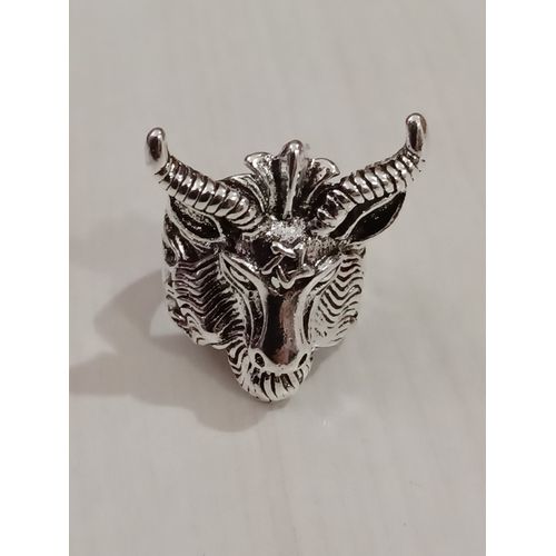 Bague Tête De Bouc,Metal Argenté,Taille 20.38 Mm