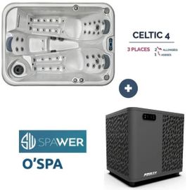 Spa Netspa Celtic 4 - 3 places - 216x160x93cm - Couverture inclus - PAC Poolex O'spa 5KW