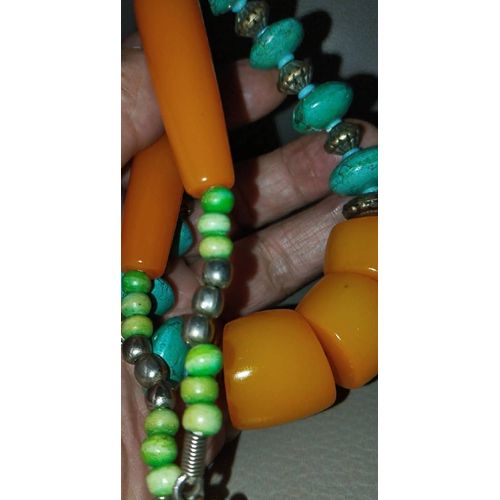 Collier Éthique Pratiquement En Turquoise Naturelle Et Bakélite