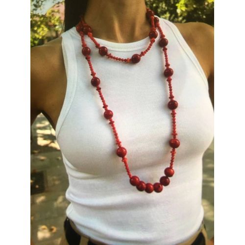 Prestigieuse Parure En Corail Rouge De Méditerranée Naturel.