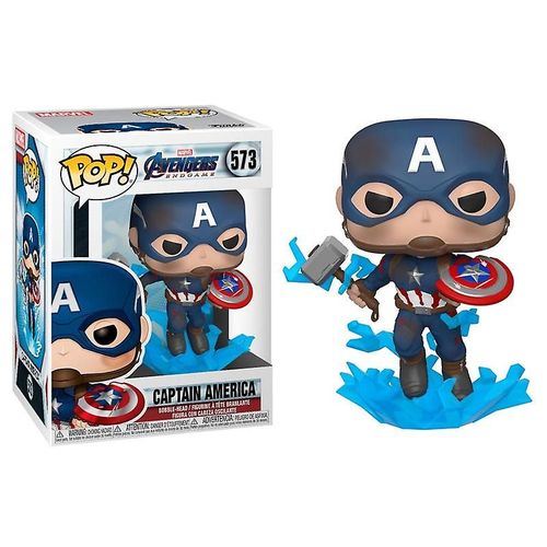 Personnage Pop Marvel Avengers Endgame Captain America Avec Bouclier Brisé Et Mjolnir