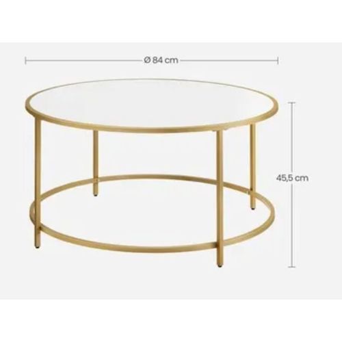 Table Ronde Blanc Doré Acier Bois État Neuf