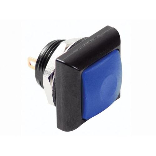 Mini Bouton-Poussoir Carré en Métal avec Bouton Bleu 1P Spst Off-(On)