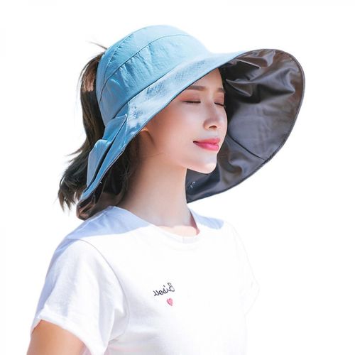 Filles D¿Été Sur La Plage Chapeau De Soleil Vide - Top Bowing Sun Hat Crème Solaire Chapeau Anti -Ultraviolet Chapeau De Pêcheur, Bleu