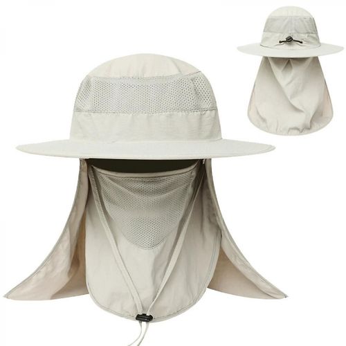 Sports D¿Alpinisme Couvre-Visage Chapeau De Soleil Casquette De Pêche En Plein Air D¿Été Protection Solaire Chapeau De Soleil Uv Châle Cap, Gris Clair