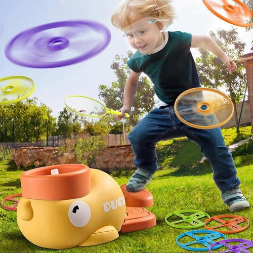 Jouets D¿Extérieur, Jouets Pour Les Enfants De 5 À 7 Ans, Jouets D¿Extérieur Pour Les Enfants, Lanceur De Disque De Canard Jaune, Jeux De Chasse De Disque Volant, Activités De Jardin Amusantes En Fami