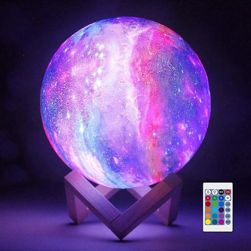 Éclairage Lampe De Lune Lampe À Lave Veilleuse Galaxy Lamp16 Led Couleurs Avec Support En Bois & Télécommande/Contrôle Tactile Et Cadeaux Rechargeables Par Usb Pour Les Filles Bo