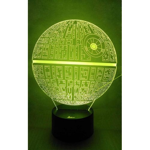 Étoile De La Mort 3d Veilleuse Led Illusion Lampe De Chevet Lampe De Table De Chevet Pour Les Fans De Star Wars, 7 Lumières Changeantes De Couleur Avec Acrylique Plat