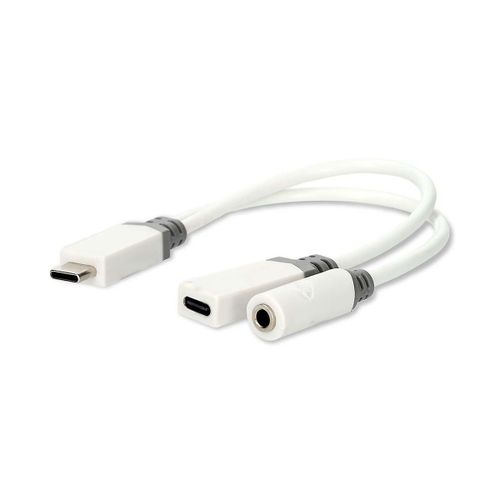 Adaptateur USB-C¿ | Câble USB 2.0 | USB-C¿ mâle | USB-C¿ Femelle / 3,5 mm Femelle | 0,10 m | Rond | Plaqué or |