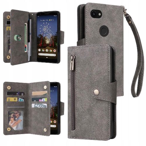 Étui En Cuir Magnétique Avec Fermeture Éclair Pour Google Pixel 3a