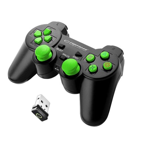 Manette De Jeu Sans Fil Esperanza 2.4ghz Ps3/Pc Usb Gladiator Noir/Vert