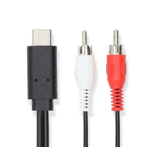 Adaptateur USB-C¿ | USB 3.2 de 1re génération | USB-C¿ mâle | 2x RCA Mâle | 1,00 m | Rond | Plaqué nickel | PVC |