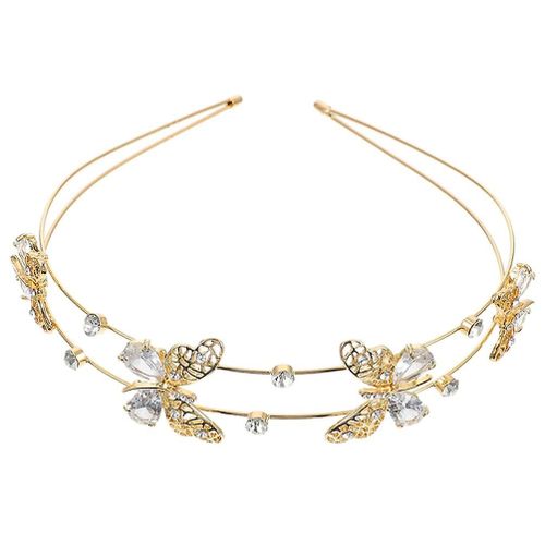 Jusch Bride Mariage Bandeau, Strass Cristal Ornement Papillons Filles Couronne Diadème Pour Femelles (Doré),Wz-1503r