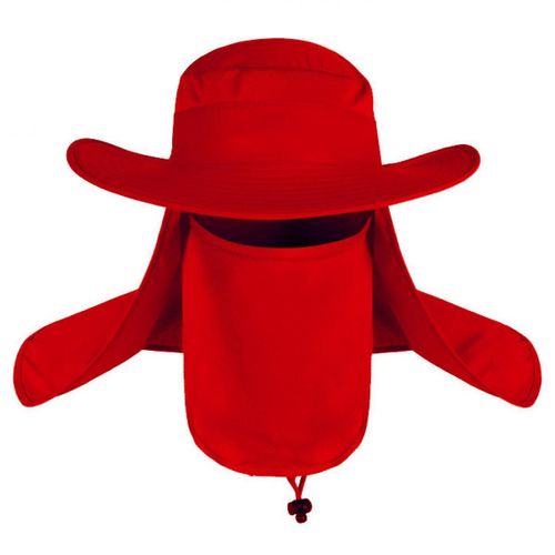 Grosse Tête Autour Du Châle Chapeau D'été Extérieur Escalade Chapeau De Soleil Pêche Chapeau De Soleil Anti-Uv, Rouge