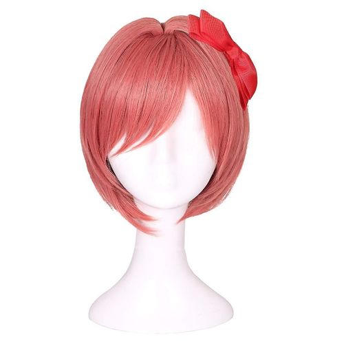 Jusch Perruque Avec Bowknot Perruque De Cosplay Cosplay Corail Courte Pour Filles Et Femmesperruque De Cosplay D¿Halloween, Wz-1295r