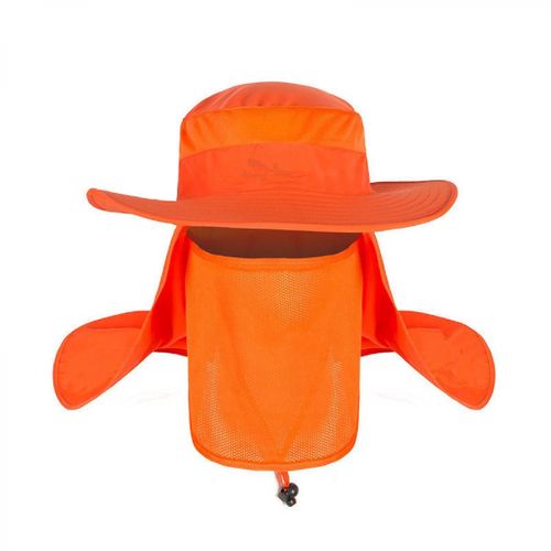 Grosse Tête Autour Du Châle Chapeau D'été En Plein Air Escalade Chapeau De Soleil Pêche Chapeau De Soleil Anti-Uv Chapeau De Soleil, Orange