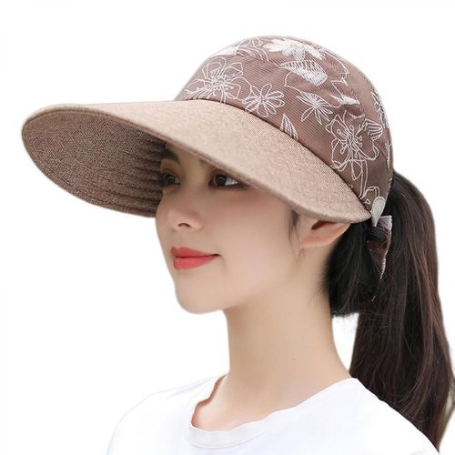 Protection Solaire D¿Été Pour Couvrir Le Chapeau Facial, Uv Sun Hat Coupe-Vent Cyclisme Vide Top Sun Hat Casquette De Sortie En Plein Air, Café