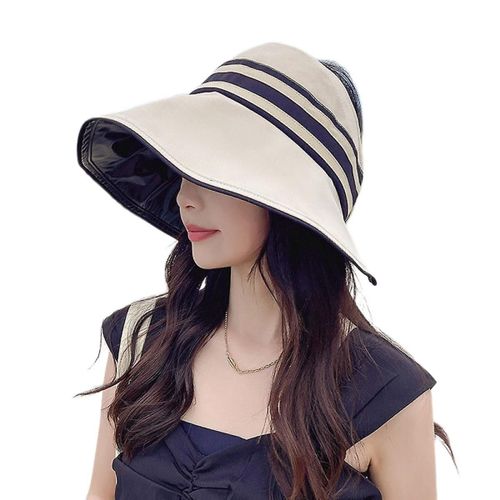 Chapeau De Soleil En Vinyle Filles En Été Vide Crème Solaire Caps En Plein Air Équitation Anti -Ultraviolet Peut Plier Le Chapeau De Soleil, Beige