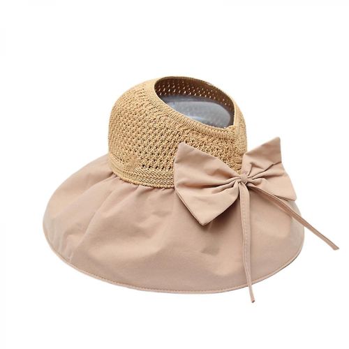 Chapeau De Soleil Enfants Anti-Uv Visage Chapeau De Soleil D¿Été Dessus Vide Pliable Cravate Queue De Cheval Plage Chapeau De Soleil, Kaki