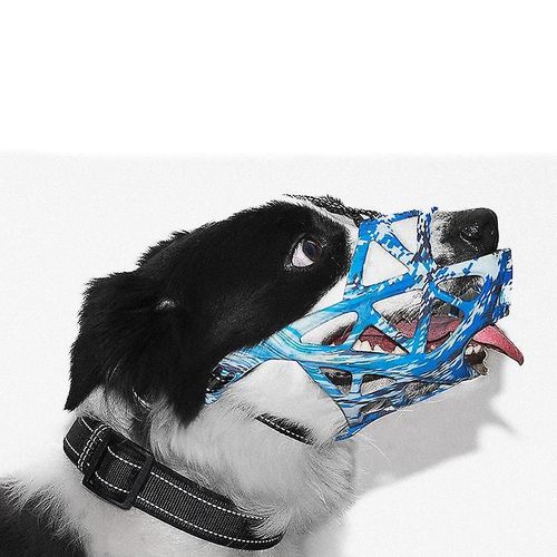 Muselière Pour Chien Dlm, Muselière À Panier Souple, Chien De Taille Moyenne Grande, Labrador, Protège-Dents, Mordant, Mâcher, Permettre De Boire Et De Manger, S Bleu