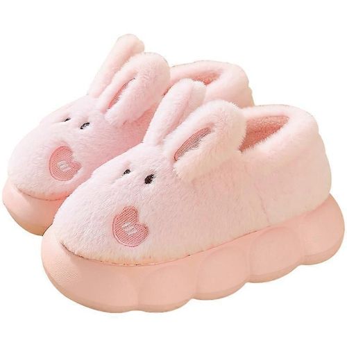 Pantoufles Mignonnes Pour Les Femmes Intéressant Confortable Pantoufles En Fourrure Pantoufles Animales Lapin Garder Au Chaud Maison Rose35