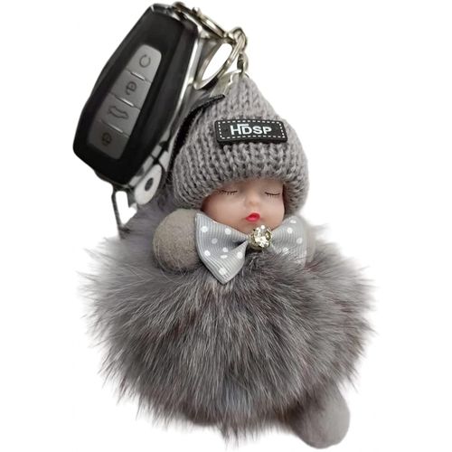 Jusch Porte-Clés - Sweet Girl Poupée Porte-Clé, Doux Porte-Clés Mignon, Porte-Clés Poupée Peut Être Utilisé Dans Les Clés De Voiture, Portefeuilles--Gris