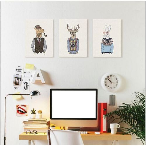 Wekity Animal Gentleman Wall Art Toile Impression Affiche, Mode Simple Aquarelle Art Dessin Decor Pour La Maison Salon Chambre Bureau Et Enfants R