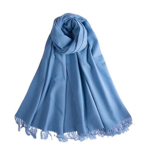 Écharpe Tartan D¿Hiver - Femmes Longues Foulards Chaud Laine Style Britannique Spinning Tassel Châle Étole Pour Femmes Dames, Bleu 2