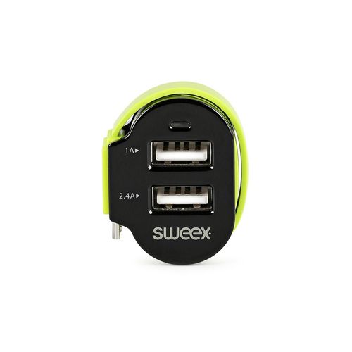 Chargeur De Voiture 3 Sorties 6 A 2 X Usb / Micro Usb Noir/Vert