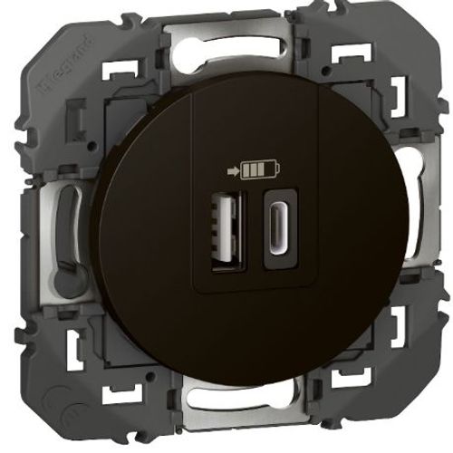 Double chargeur USB Type A + USB Type C - Dooxie - noir LEGRAND